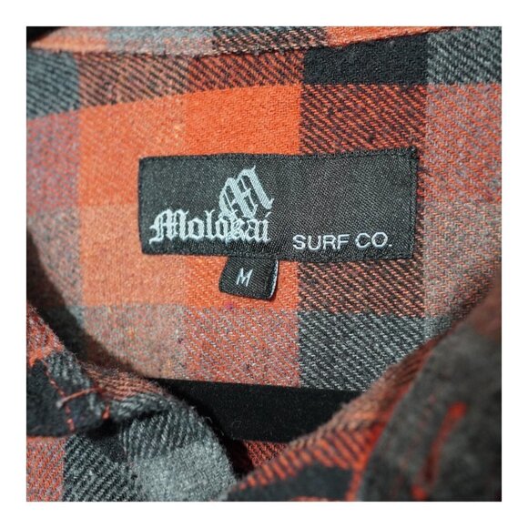 Molokai Surf Co Red/Black/Grey‎ Flannel Long Sleeve Shirt Size M - Picture 3 of 7